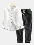 Shirt and Pants Set | Button-Up | Long Sleeve | Linen Two-Piece Set | Men's Co-Ord