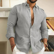 Button-Up Shirt | Long Sleeve | Lightweight | Collared Shirt | Men's Linen Shirt
