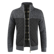Quilted Jacket - Men's Zip-Up Knitted Quilted Cardigan