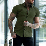 Short Sleeve Dress Shirt - Button-Up - Collared - Short Sleeve Shirt - Men's Shirts