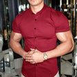 Short Sleeve Dress Shirt - Button-Up - Collared - Short Sleeve Shirt - Men's Shirts