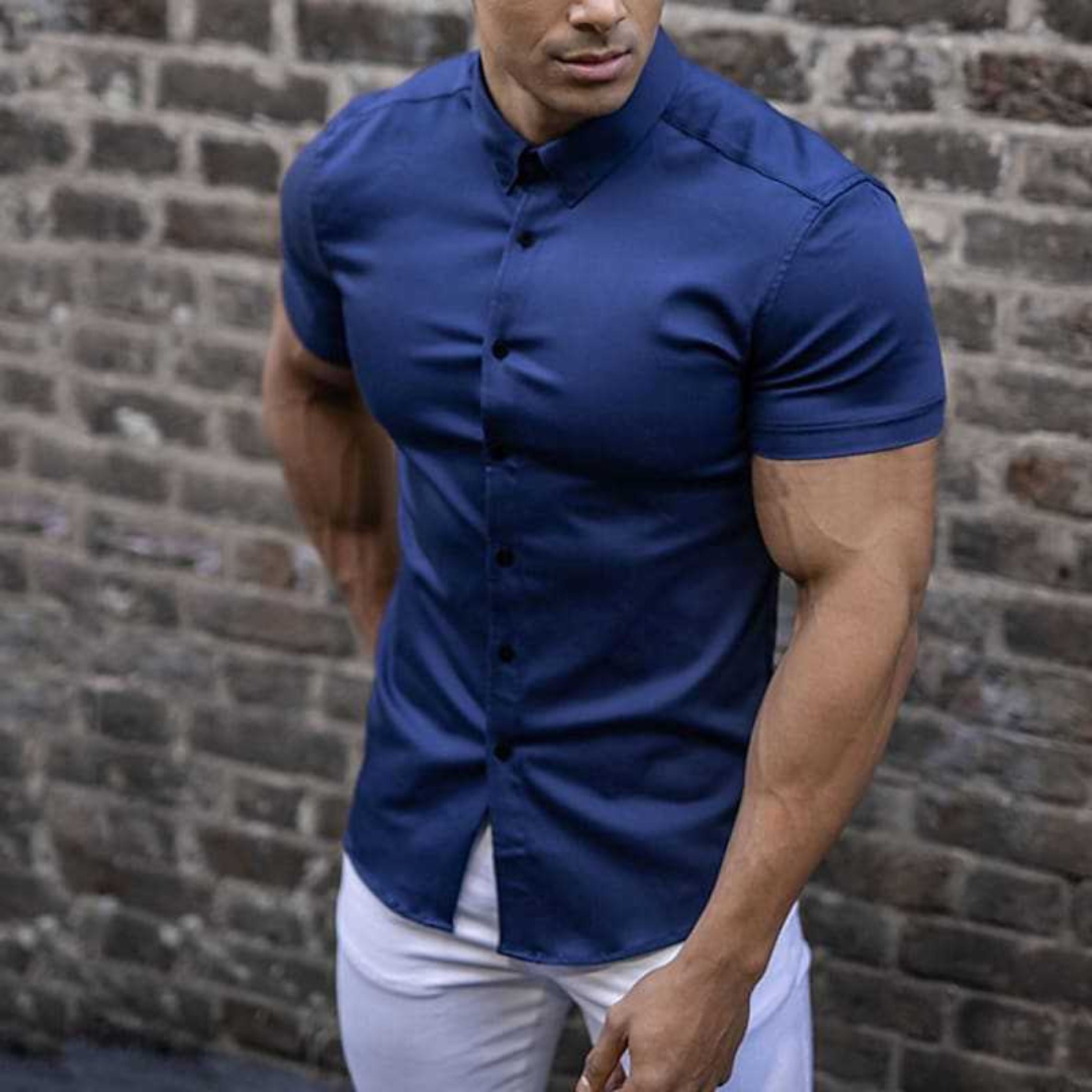Short Sleeve Dress Shirt - Button-Up - Collared - Short Sleeve Shirt - Men's Shirts