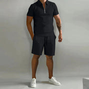 Shorts and Tshirt Set | Quarter Zip | Polo Shirt | Two-Piece Set | Men's Summer Clothes
