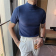Knit T-Shirt | High Neck | Short Sleeve |  Turtleneck T-Shirt | Men's Clothing