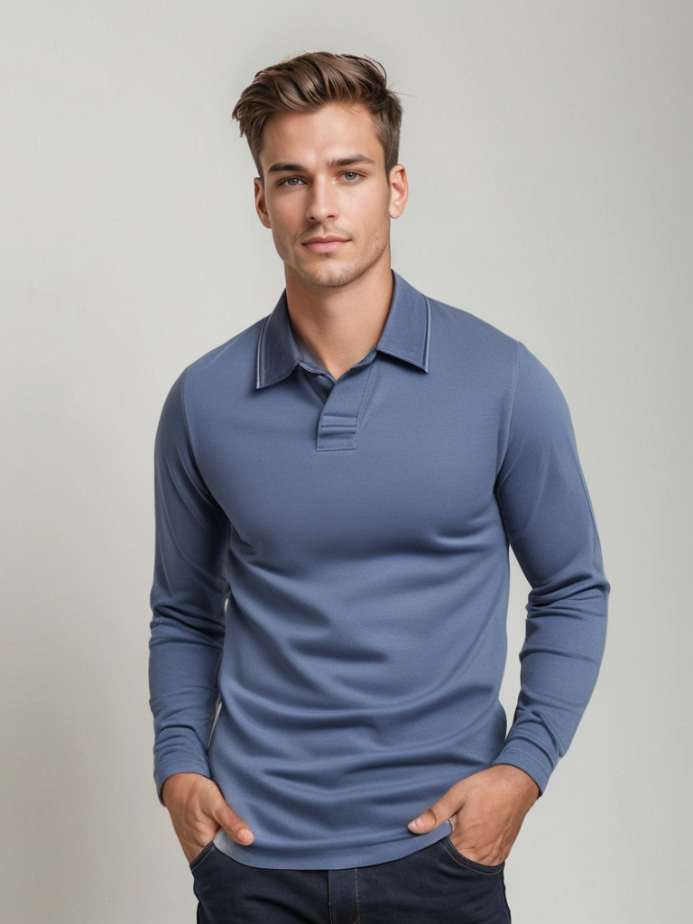 Men's Polo Shirt | Collared | Plain | Long Sleeve Shirts | Long Sleeve T-Shirts