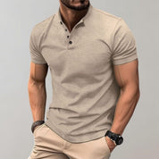 Henley Shirt - Men's Short Sleeve Plain Button Neck Polo T-Shirt