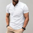 Henley Shirt - Men's Short Sleeve Plain Button Neck Polo T-Shirt