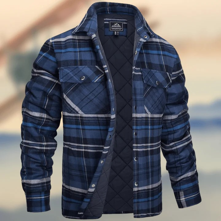 Flannel Shirt - Men's Plaid Button-Up Shirt with Breast Pockets