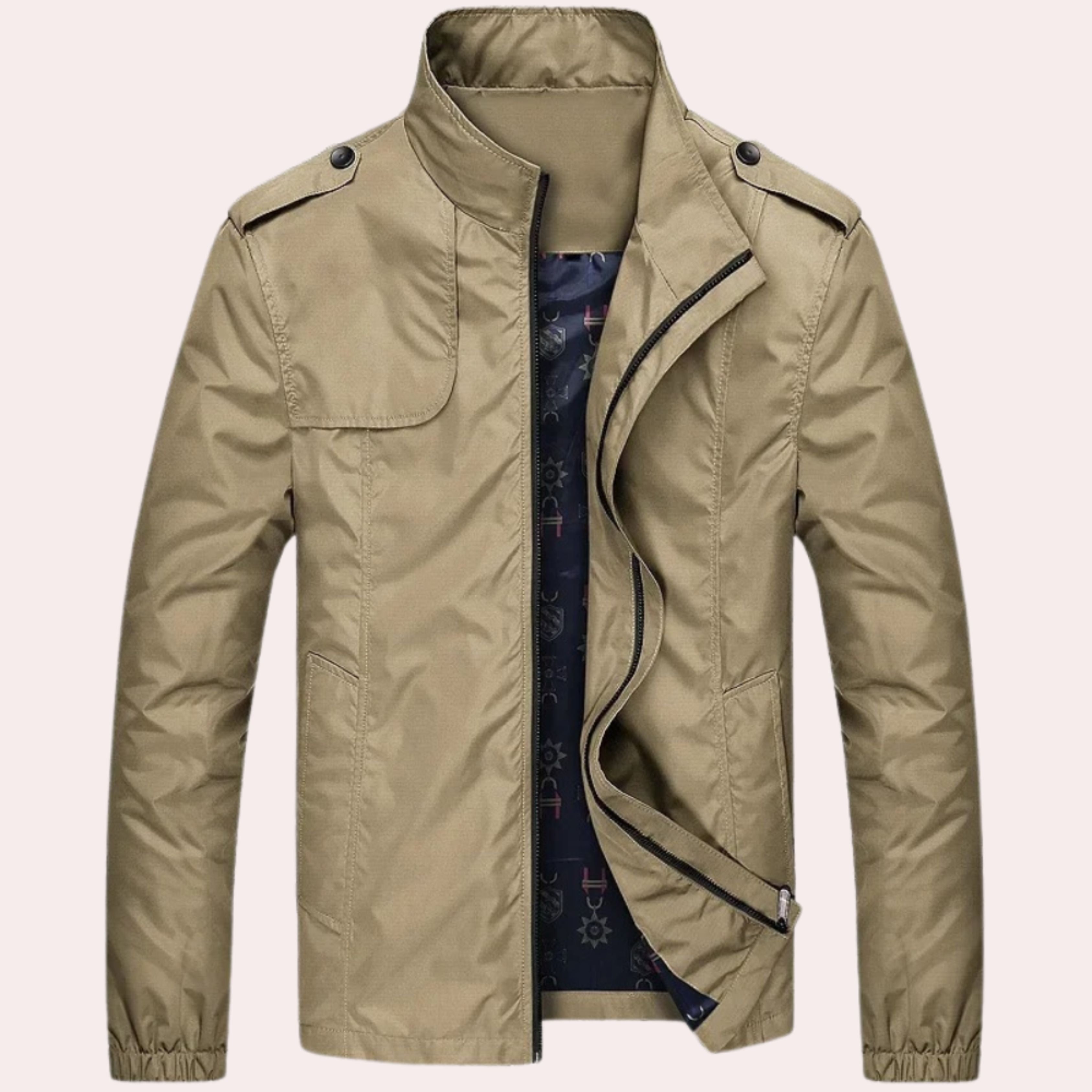 Windproof Jacket - Men's Casual Zip-Up Short Trench Jacket