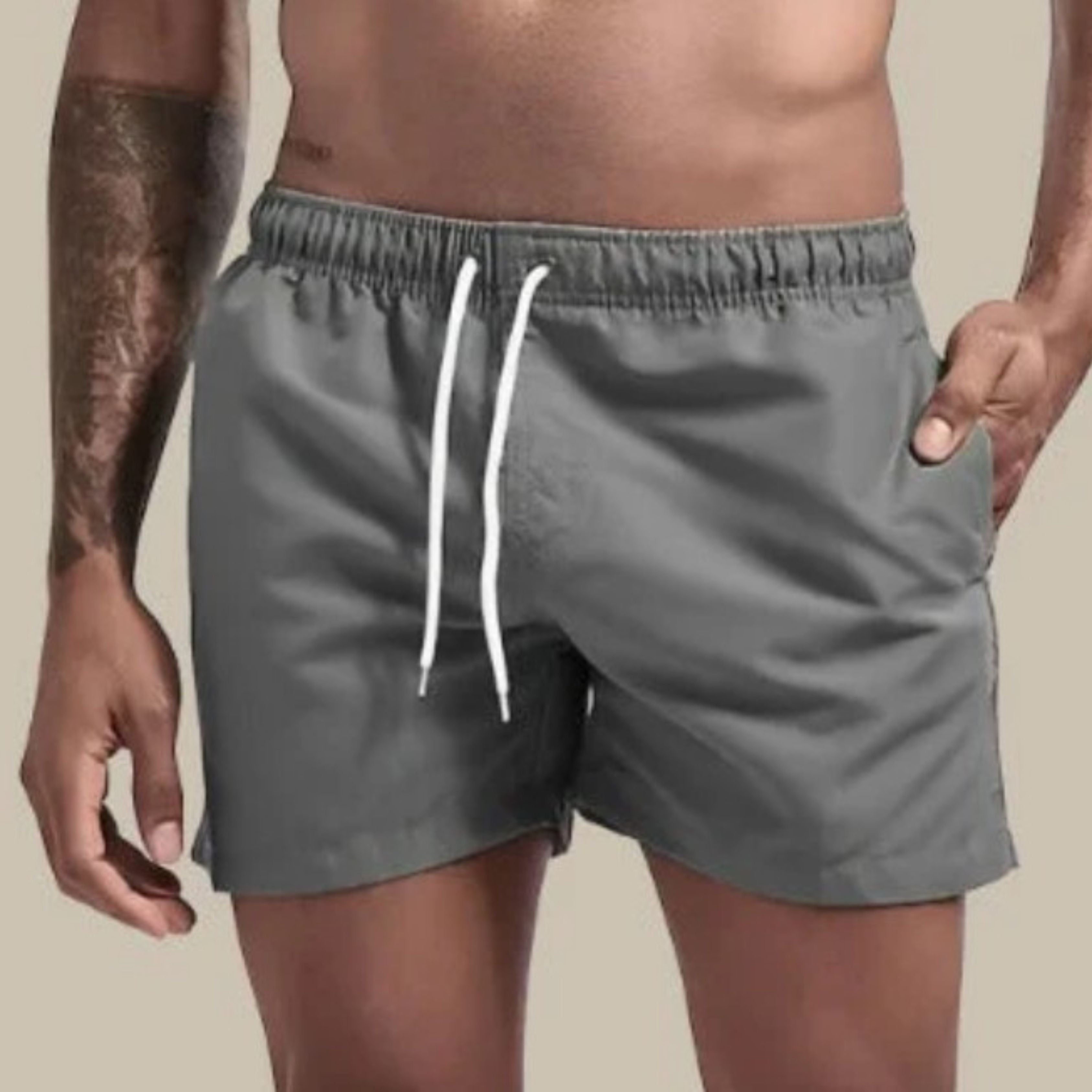 Swim Shorts - Elastic Waist - Quick Dry - Guys Swim Trunks - Men's Swimwear