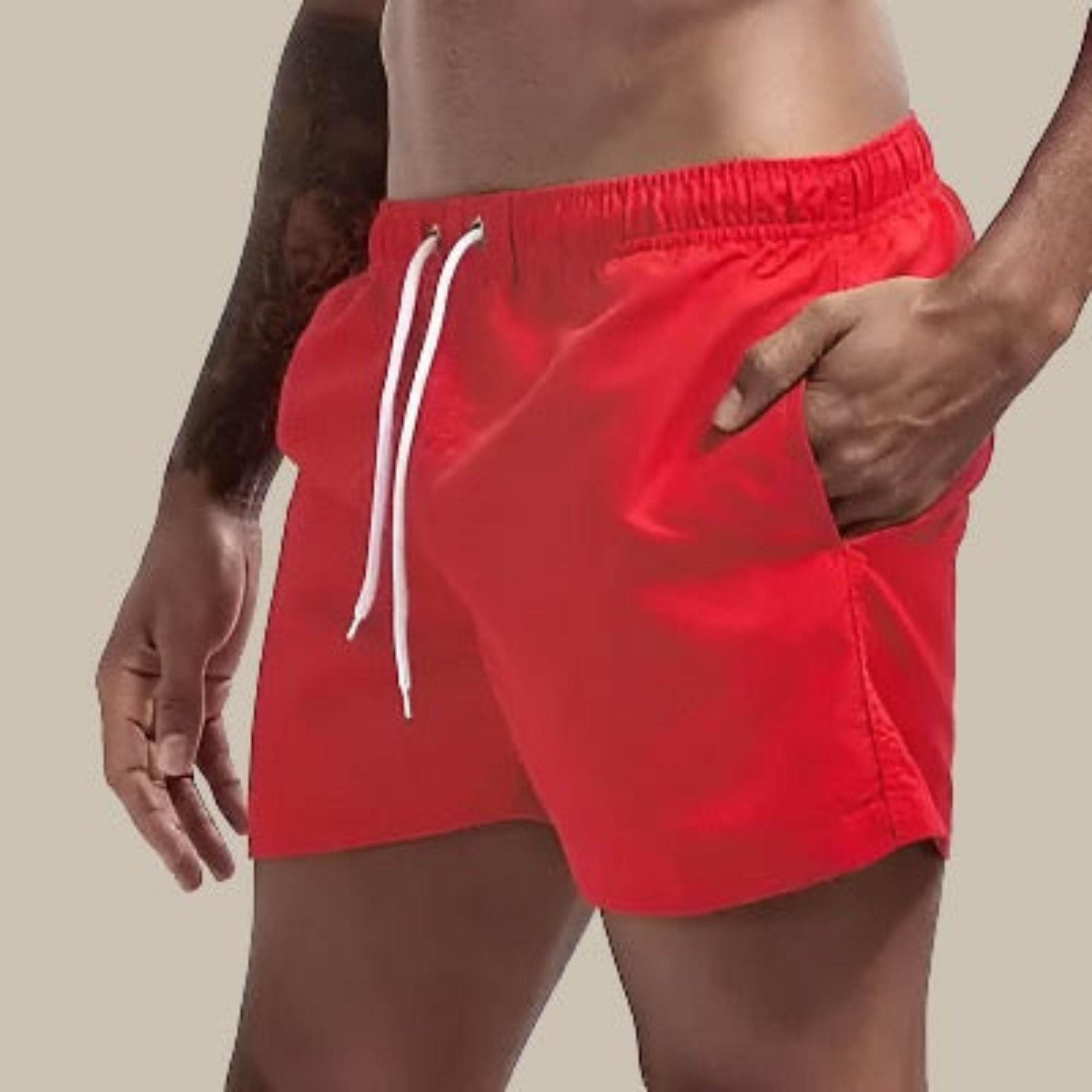 Swim Shorts - Elastic Waist - Quick Dry - Guys Swim Trunks - Men's Swimwear