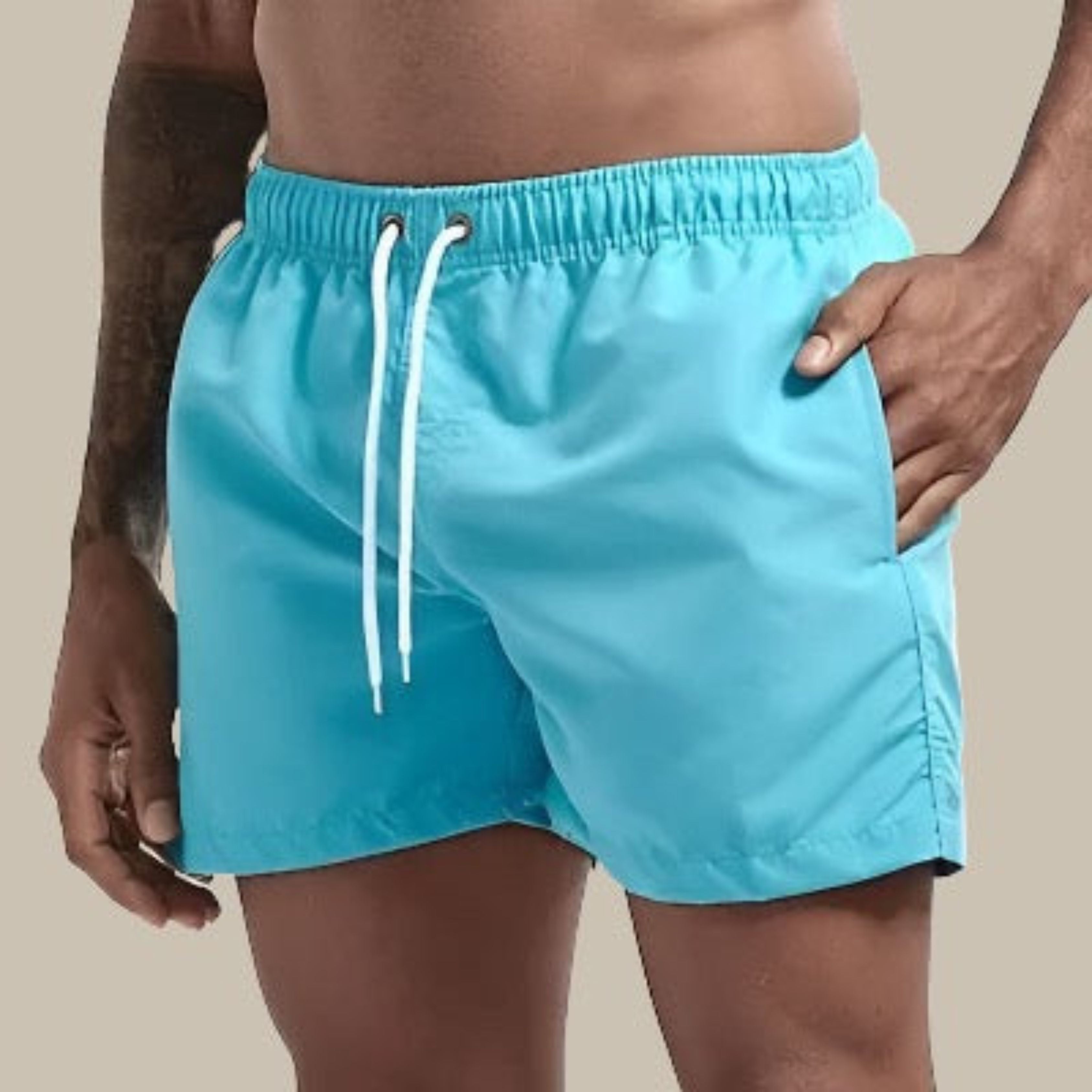 Swim Shorts - Elastic Waist - Quick Dry - Guys Swim Trunks - Men's Swimwear