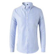 Button-Up Shirt - Men's Collared Striped Long Sleeve Dress Shirt