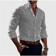 Button-Up Shirt - Men's Collared Striped Long Sleeve Dress Shirt