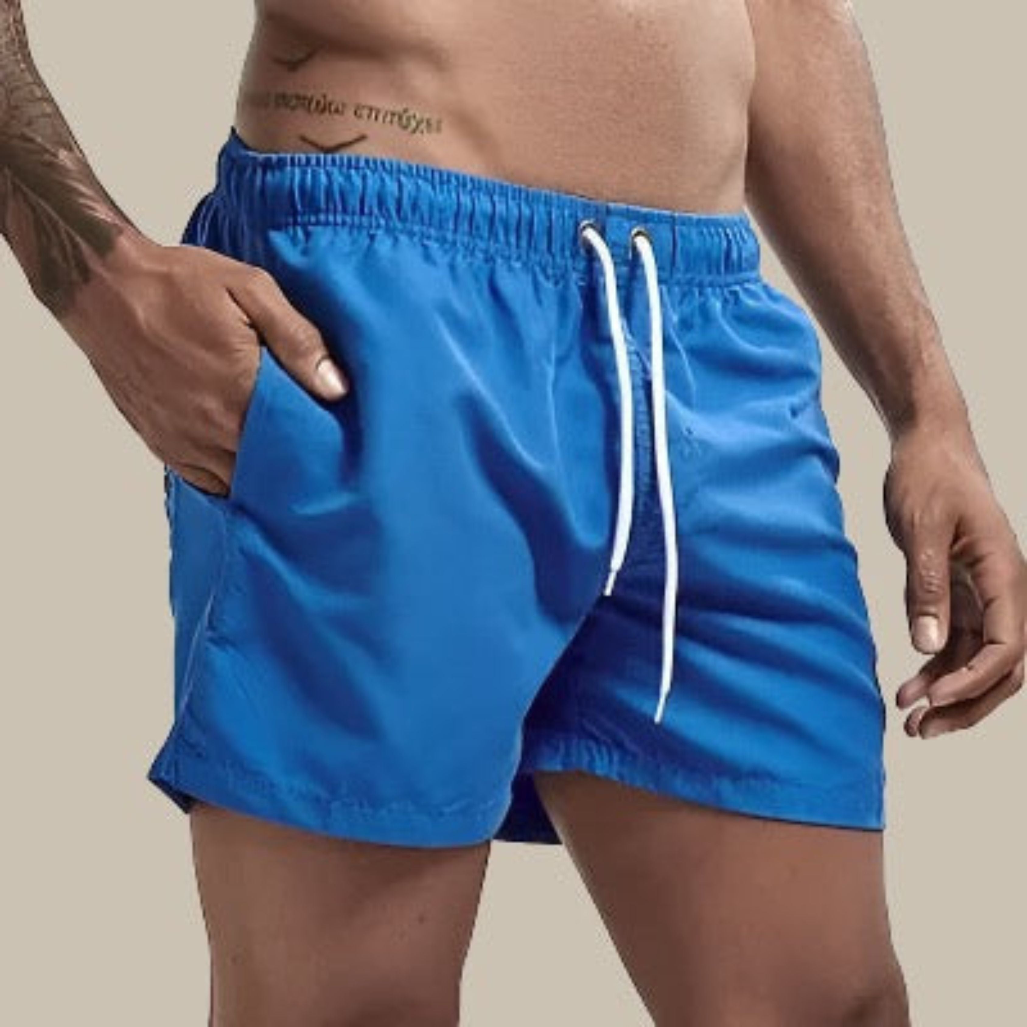 Swim Shorts - Elastic Waist - Quick Dry - Guys Swim Trunks - Men's Swimwear