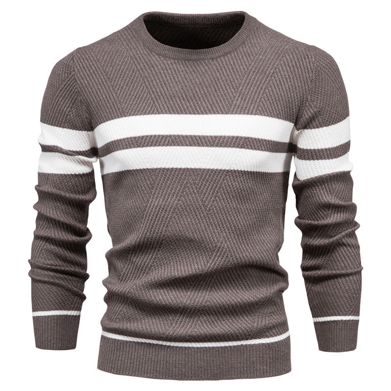 Men's Jumper - Round Neck - Striped - Knitted Sweater - Men's Clothing