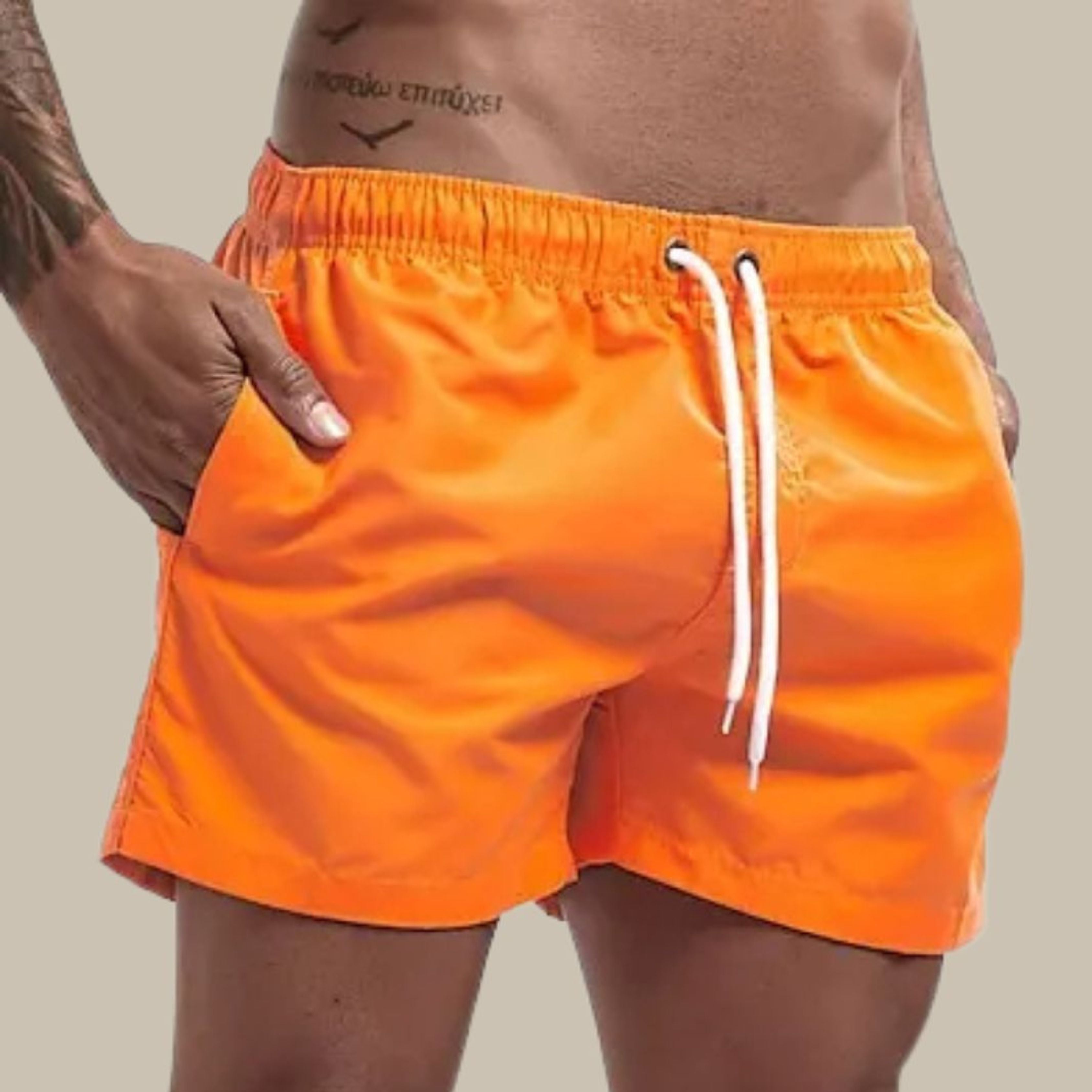 Swim Shorts - Elastic Waist - Quick Dry - Guys Swim Trunks - Men's Swimwear