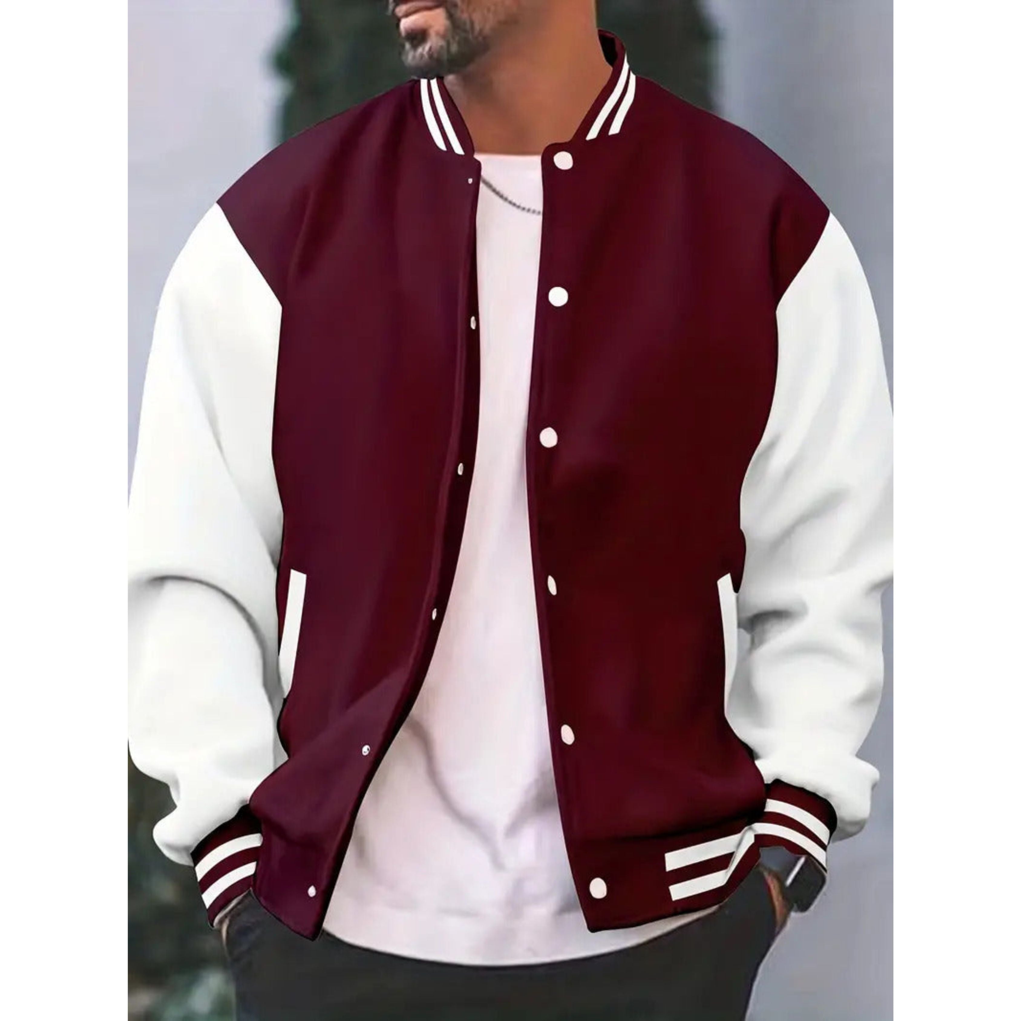 Varsity Jacket - Men's Casual Button-Up Baseball Bomber jacket