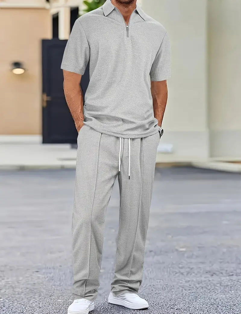 Shirt and Pants Set - Short Sleeve - Polo Shirt - Two-Piece Set - Men's Clothing