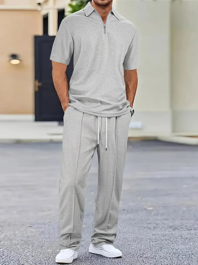 Shirt and Pants Set - Short Sleeve - Polo Shirt - Two-Piece Set - Men's Clothing