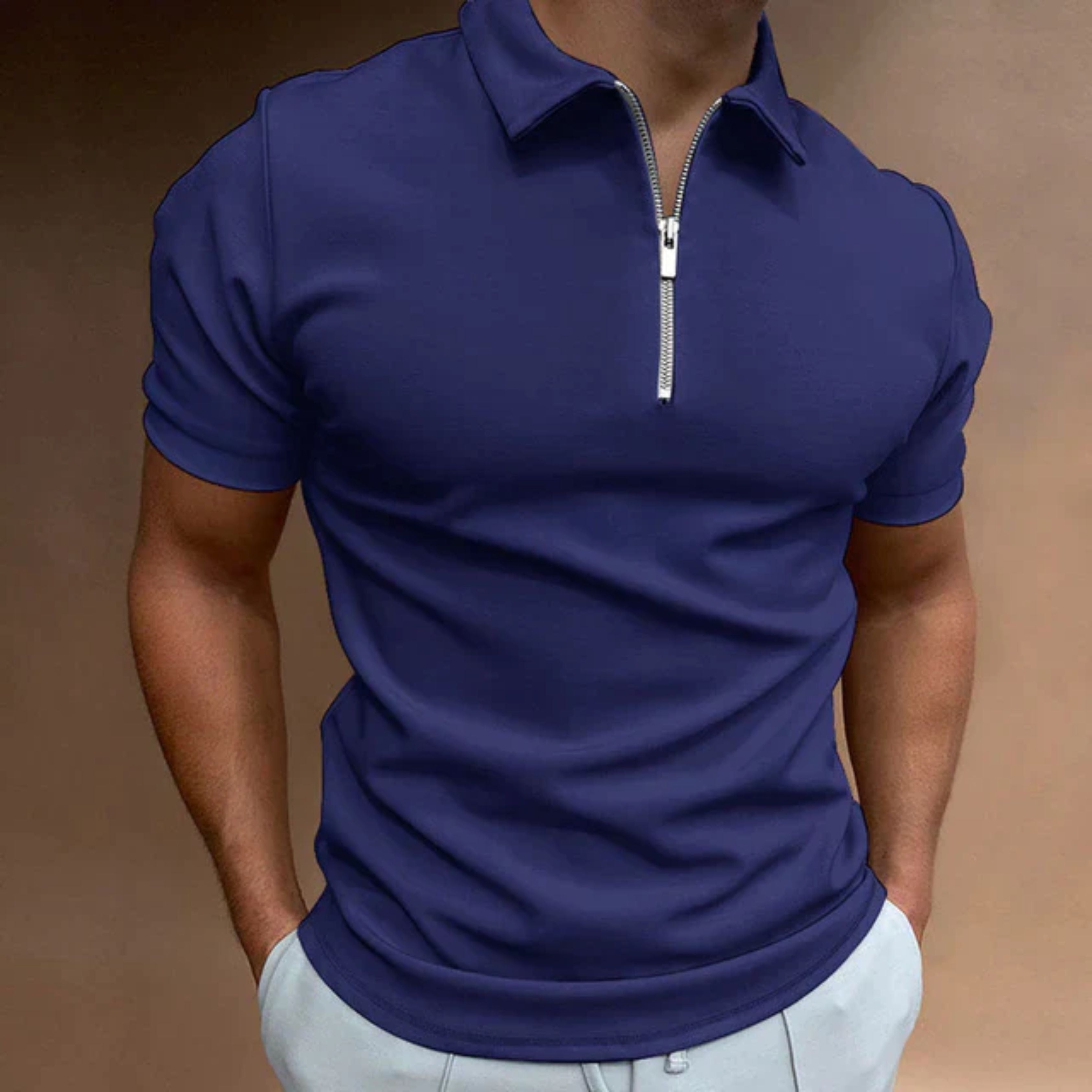 Collared T-Shirt | Quarter Zip | Short Sleeve | Zipped Polo Shirt | Men's Polo Shirts