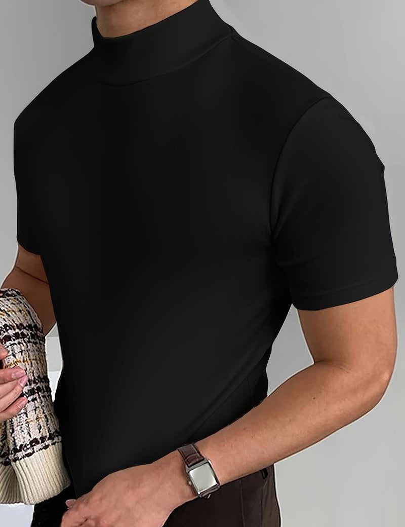High Neck T-Shirt | Short Sleeve | Turtleneck | Men's T-Shirt | Men's Clothing