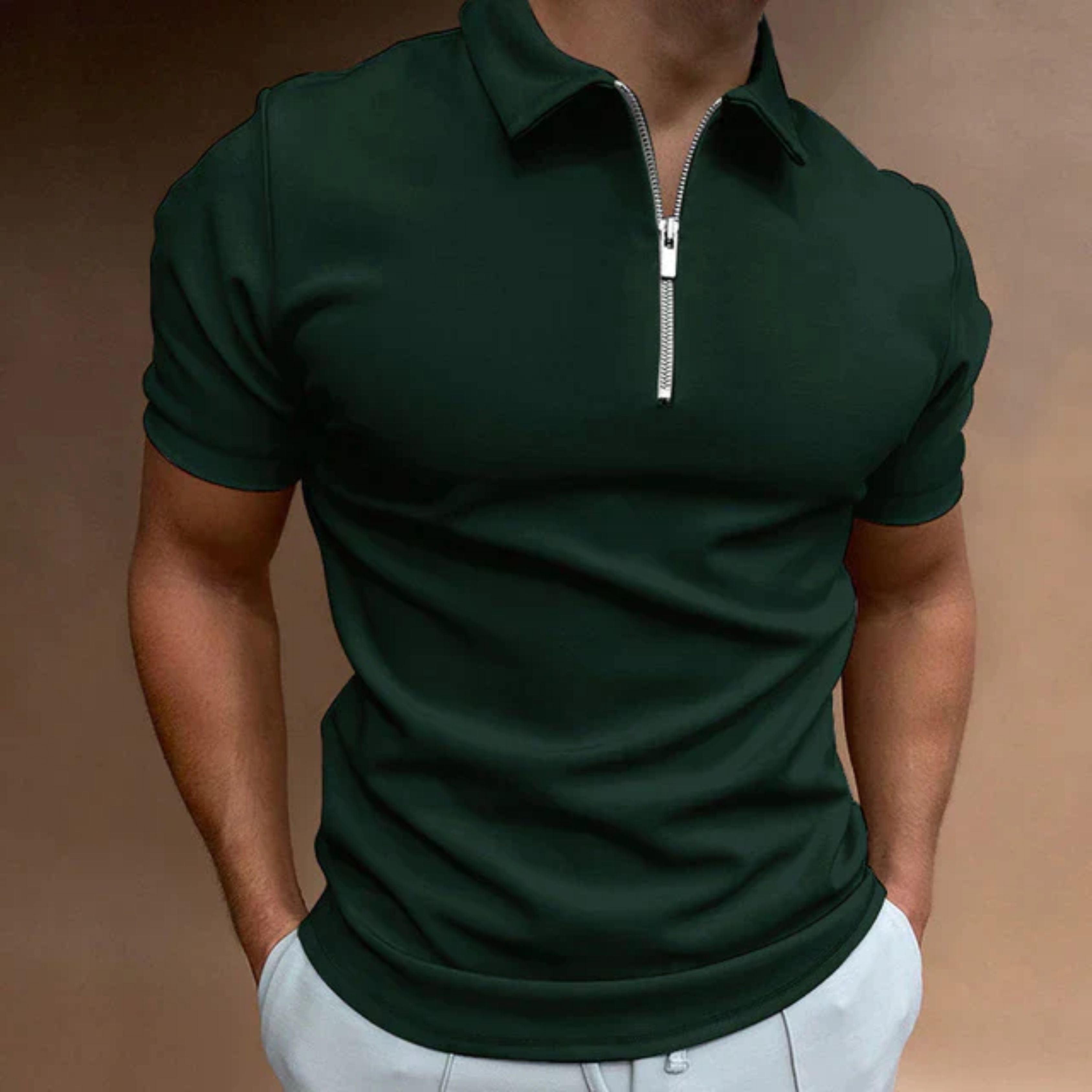 Collared T-Shirt | Quarter Zip | Short Sleeve | Zipped Polo Shirt | Men's Polo Shirts