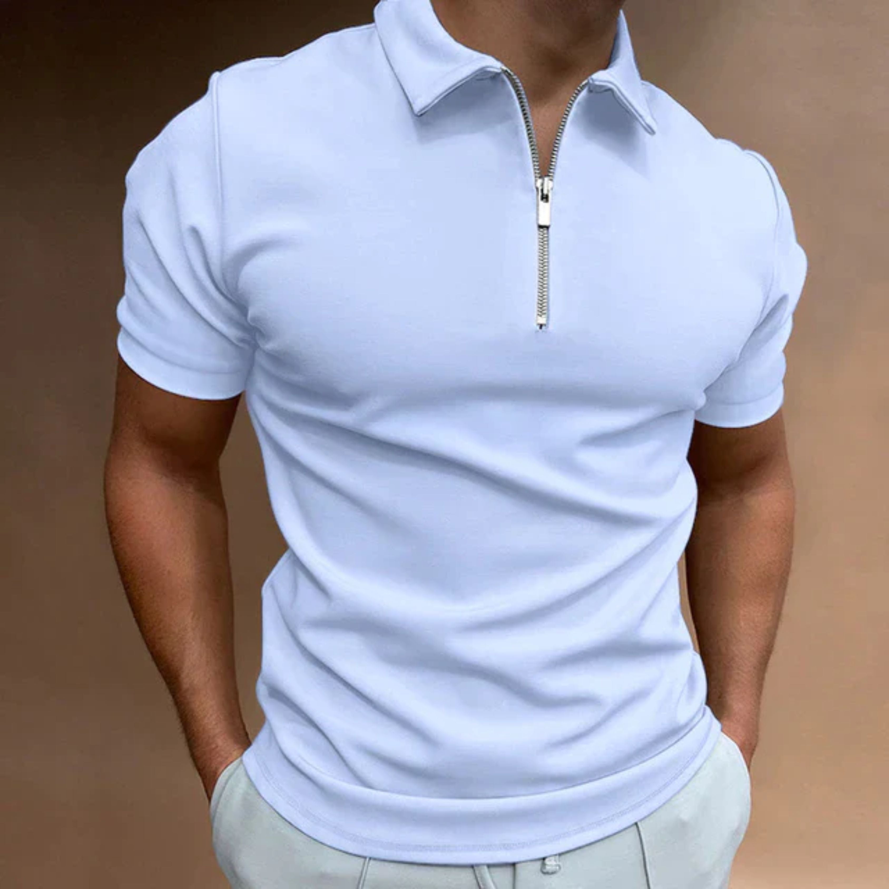 Collared T-Shirt | Quarter Zip | Short Sleeve | Zipped Polo Shirt | Men's Polo Shirts