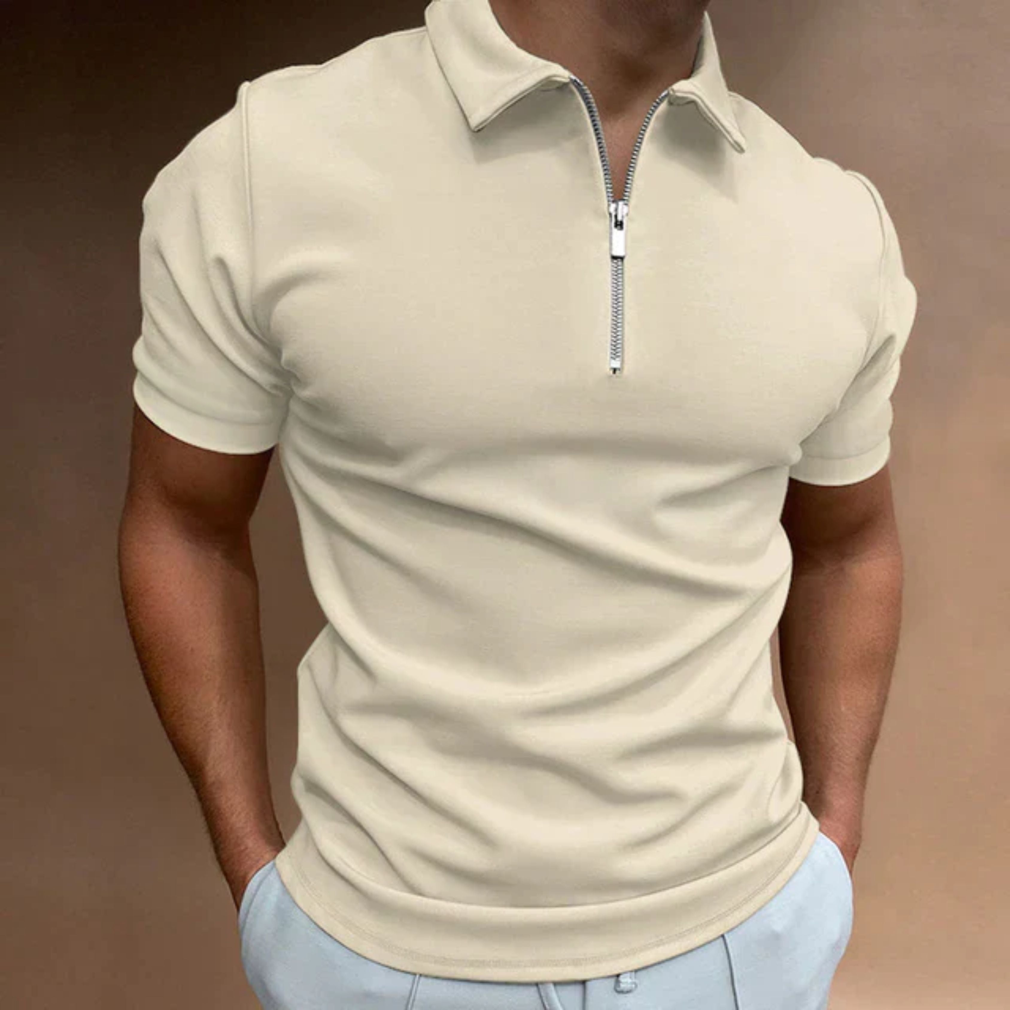 Collared T-Shirt | Quarter Zip | Short Sleeve | Zipped Polo Shirt | Men's Polo Shirts