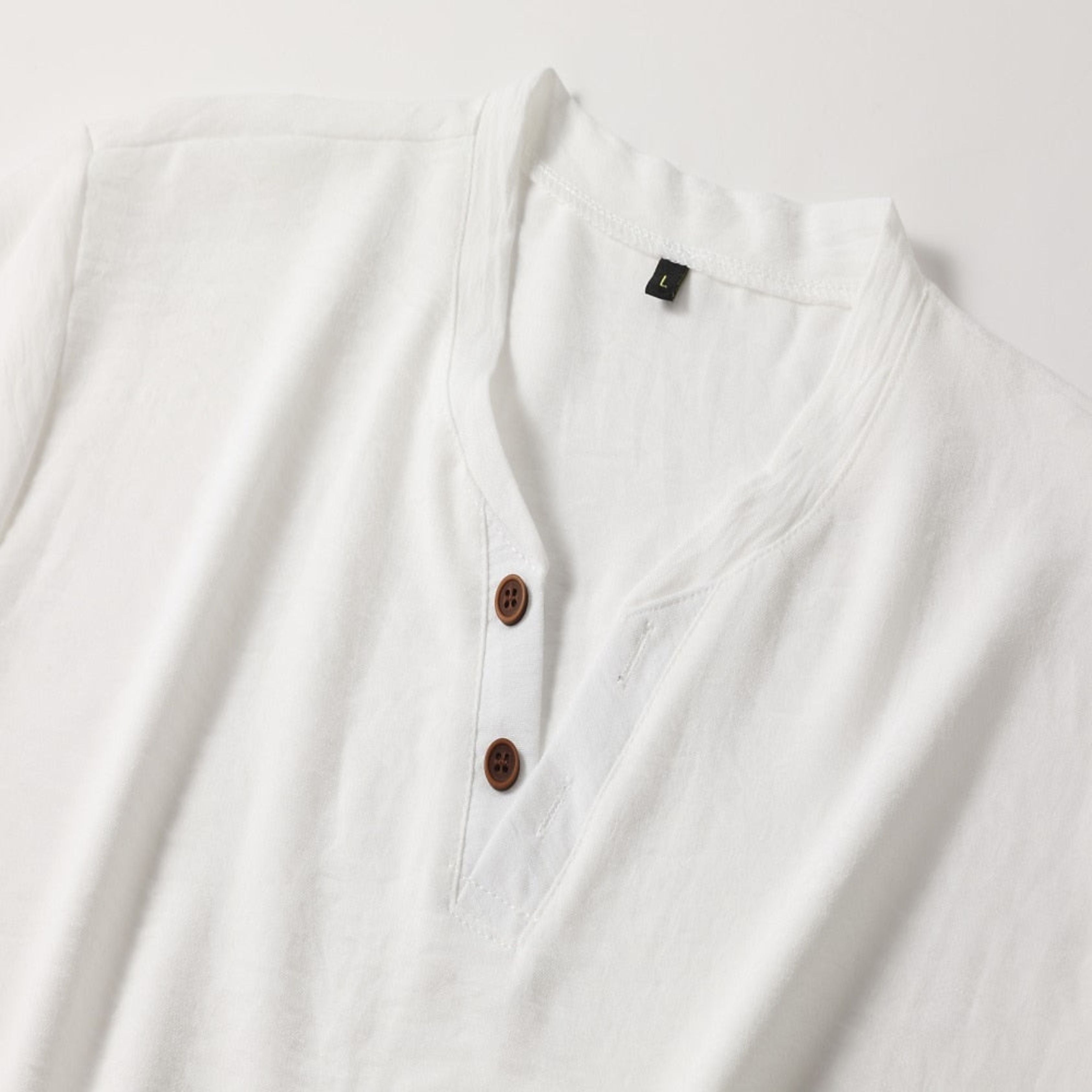 Men's T-Shirt - Plain Button V-Neck Henley T-Shirt for Summer