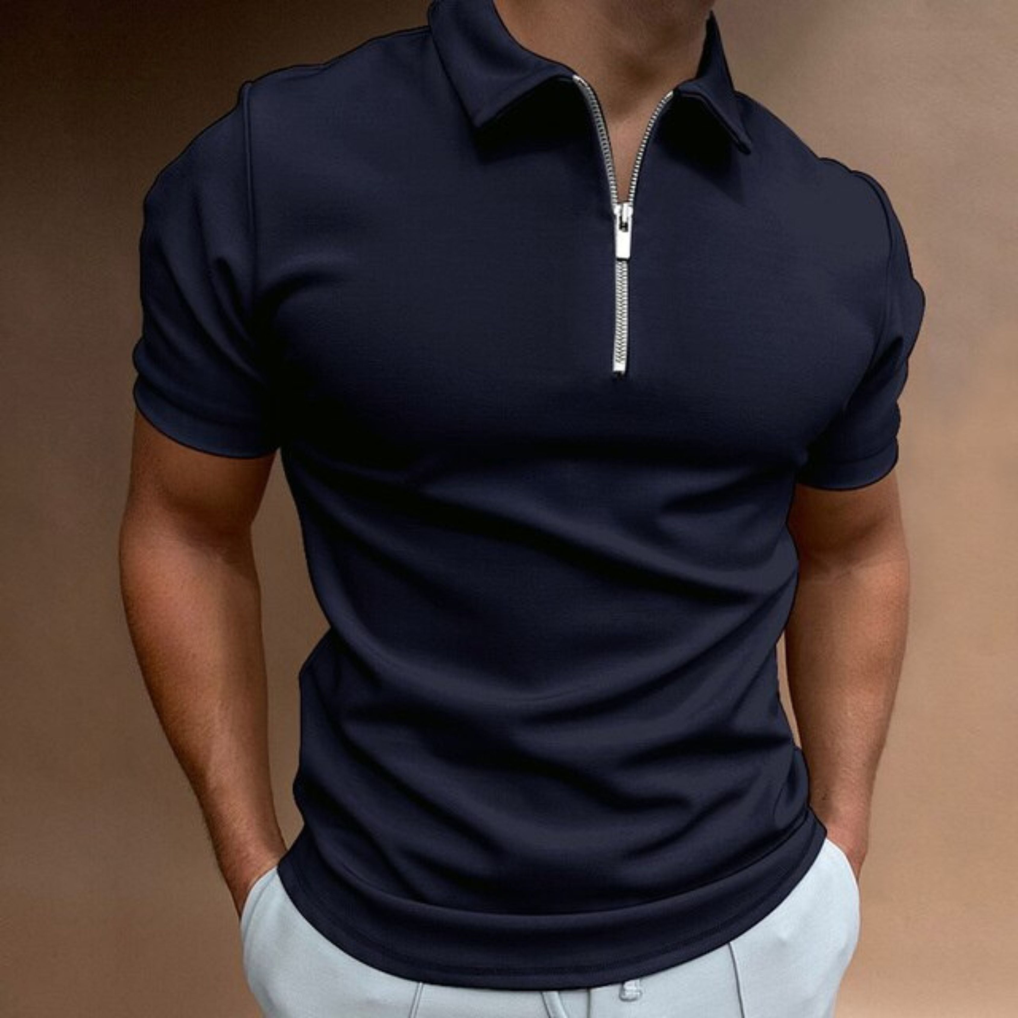 Collared T-Shirt | Quarter Zip | Short Sleeve | Zipped Polo Shirt | Men's Polo Shirts
