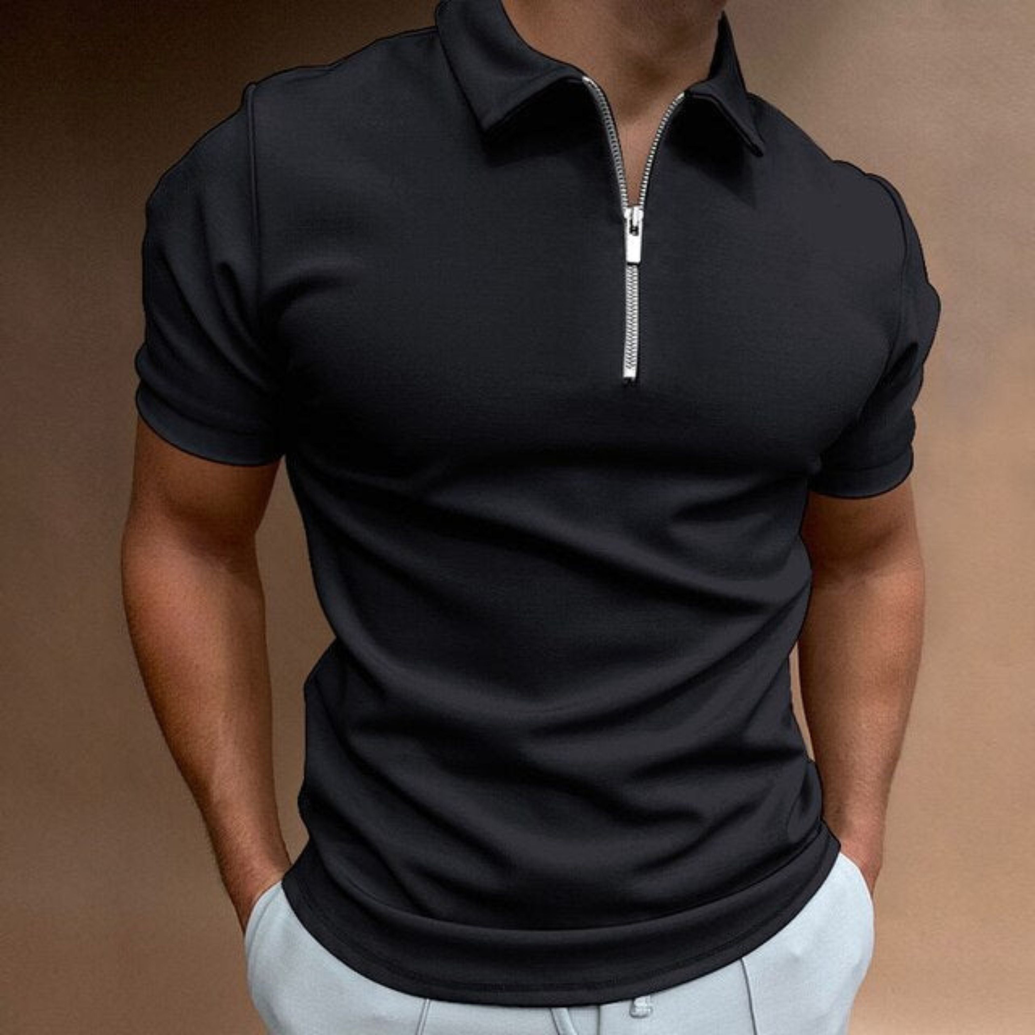 Collared T-Shirt | Quarter Zip | Short Sleeve | Zipped Polo Shirt | Men's Polo Shirts