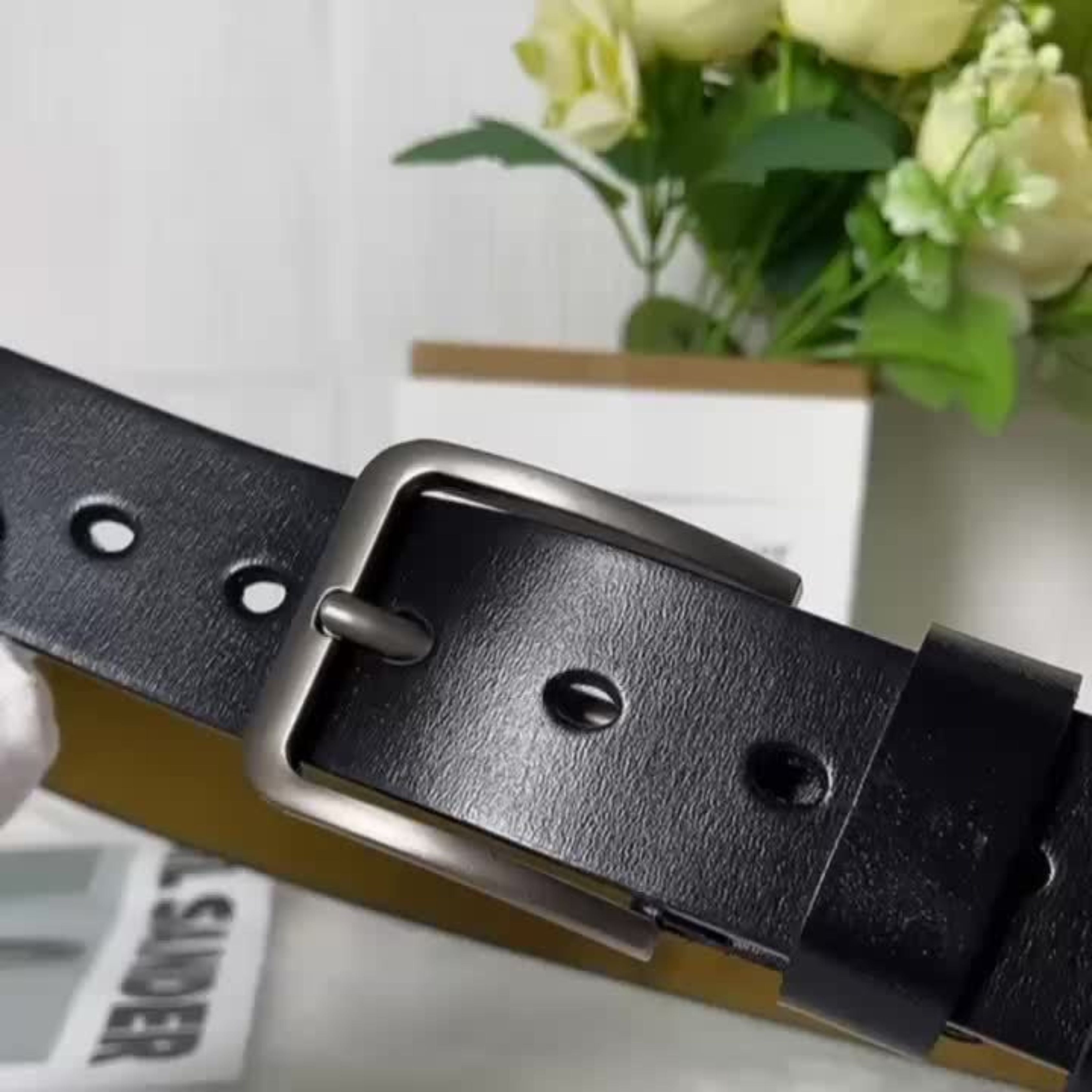 Leather Belt - Men's Brown and Black Dress Buckle Belt