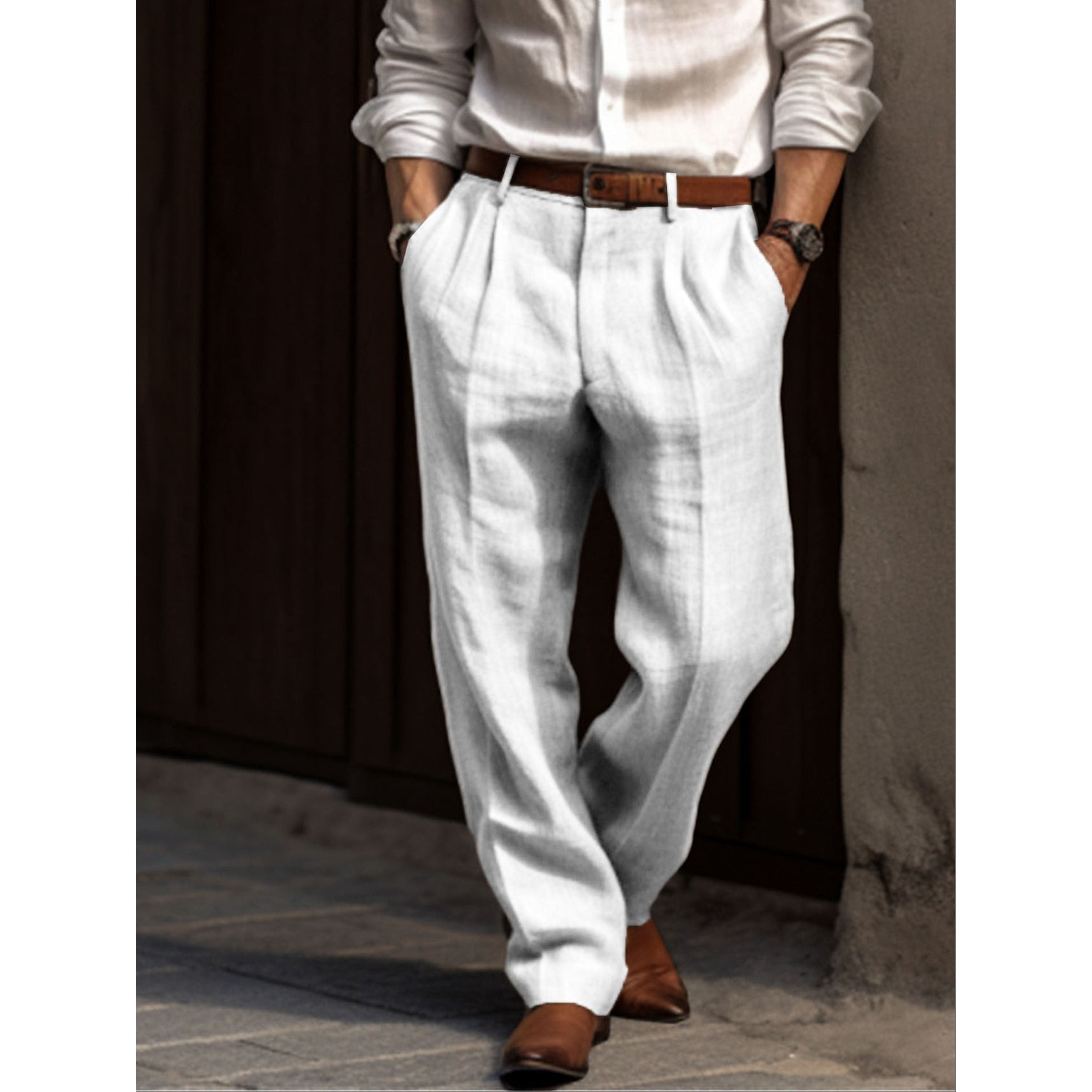 Linen Pants - Relaxed Fit - Summer - Pleated Trousers - Men's Trousers