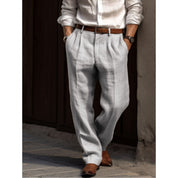 Linen Pants - Relaxed Fit - Summer - Pleated Trousers - Men's Trousers