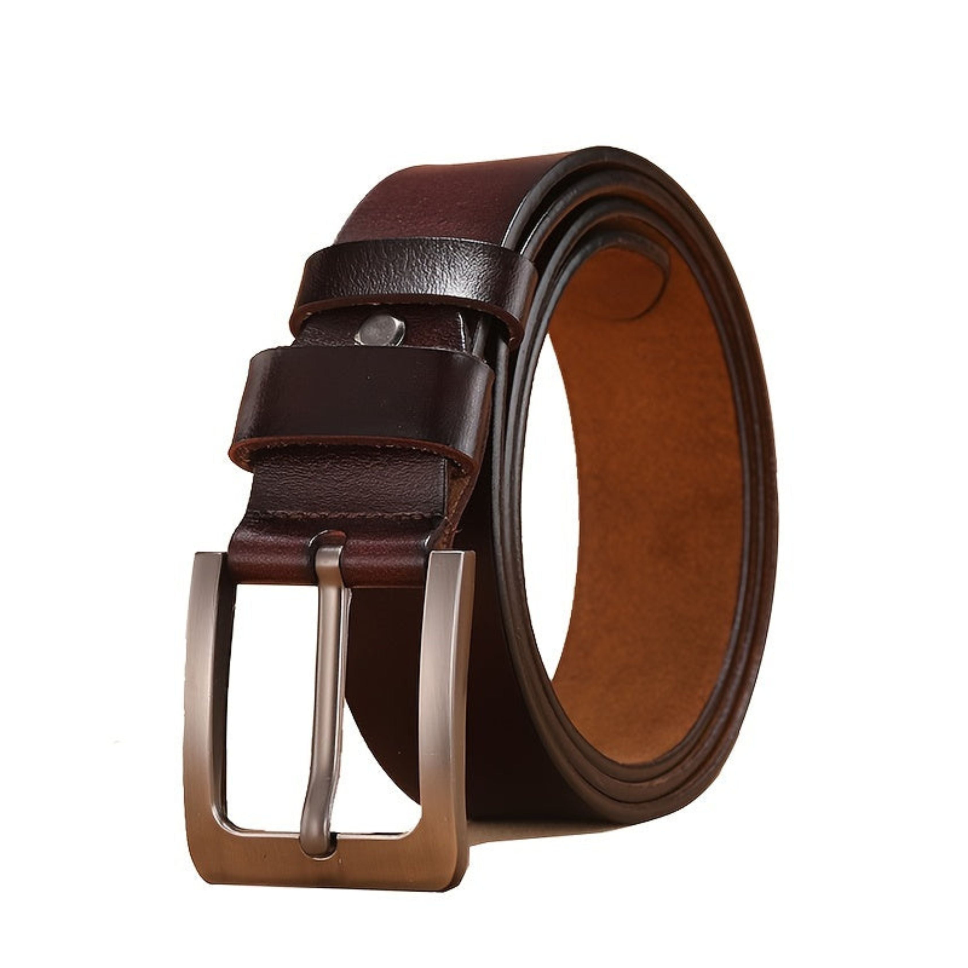 Leather Belt - Men's Brown and Black Dress Buckle Belt