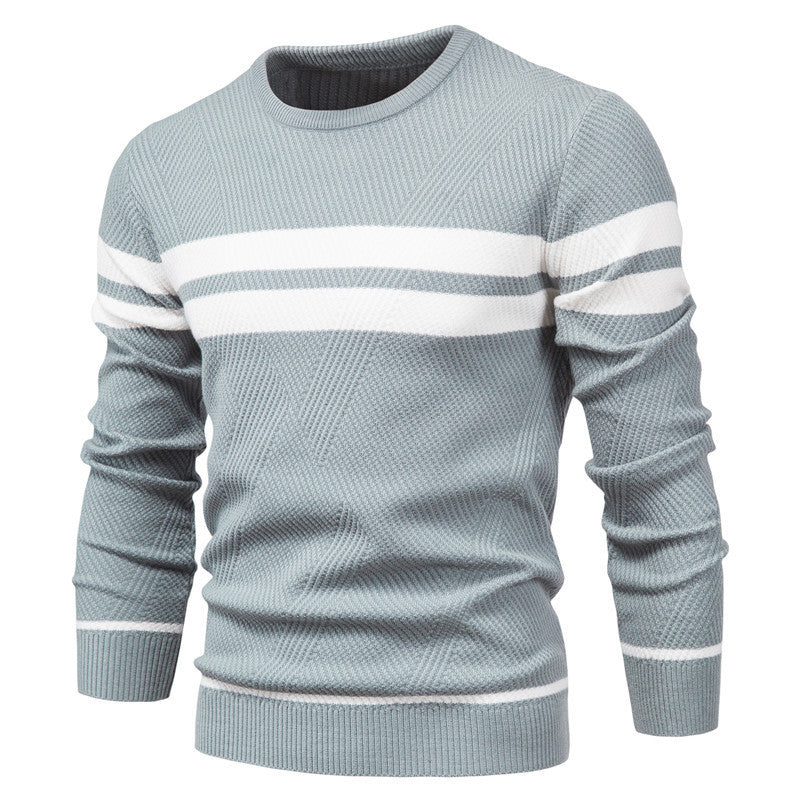 Men's Jumper - Round Neck - Striped - Knitted Sweater - Men's Clothing