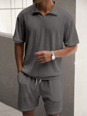 Shirt & Shorts Set - Men's Short Sleeve Two-Piece Set for Summer