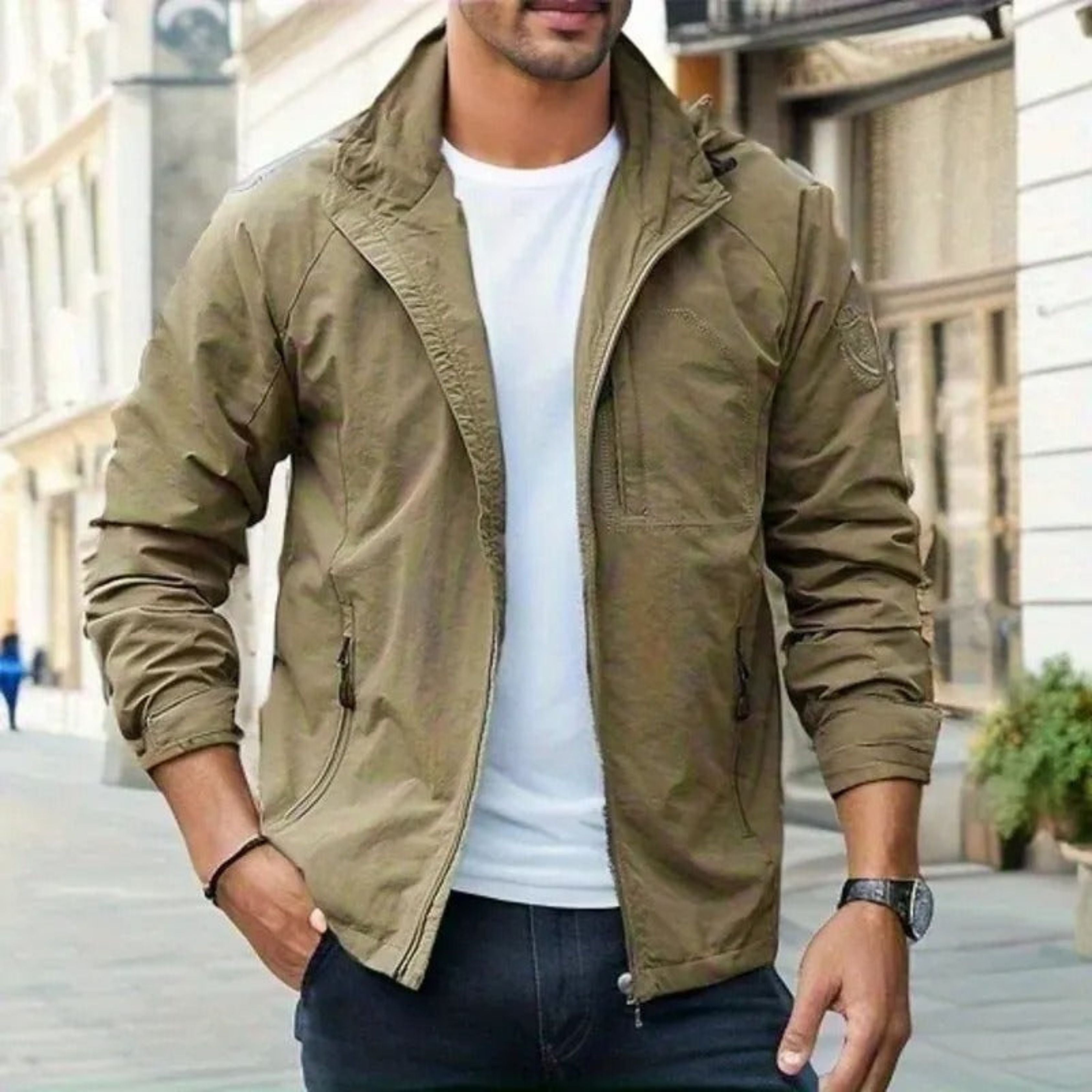 Windproof Jacket - Hooded - Zip-Up - Lightweight Jacket - Men's Casual Jackets
