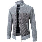 Quilted Jacket - Men's Zip-Up Knitted Quilted Cardigan
