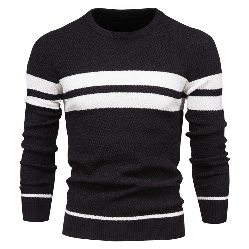 Men's Jumper - Round Neck - Striped - Knitted Sweater - Men's Clothing