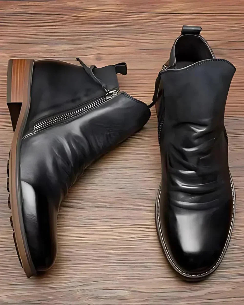 Leather Boots - Stylish - Zipper - Ankle Boots - Men's Boots