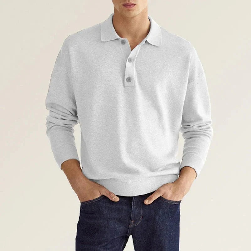 Polo Sweatshirt - Collared - Long Sleeve - Polo Jumper - Men's Clothing
