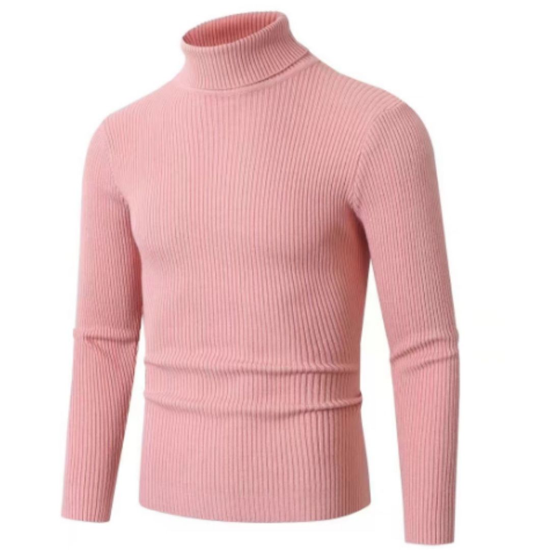 Roll Neck Jumper - Men's Slim Fit Knitted Turtleneck Sweater