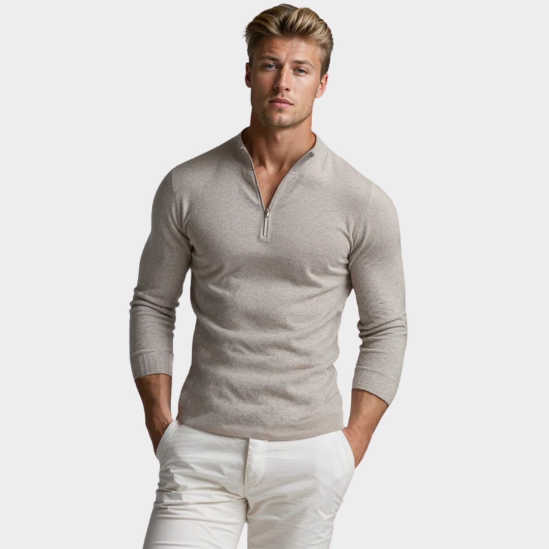 Quarter Zip Jumper - Long Sleeve - Half Zip - Polo Jumper - Men's Quarter Zip Sweaters