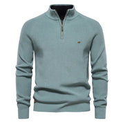 Half Zip Jumper - Cotton - Warm - Knitted Jumper - Men's Quarter Zip Sweater