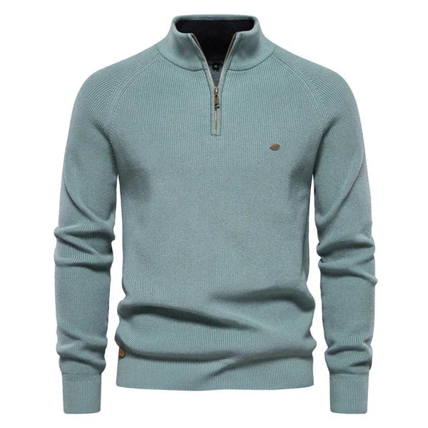 Half Zip Jumper - Cotton - Warm - Knitted Jumper - Men's Quarter Zip Sweater