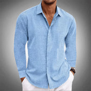 Linen Shirt - Long Sleeve - Collared - Button-Up Shirt - Men's Clothing
