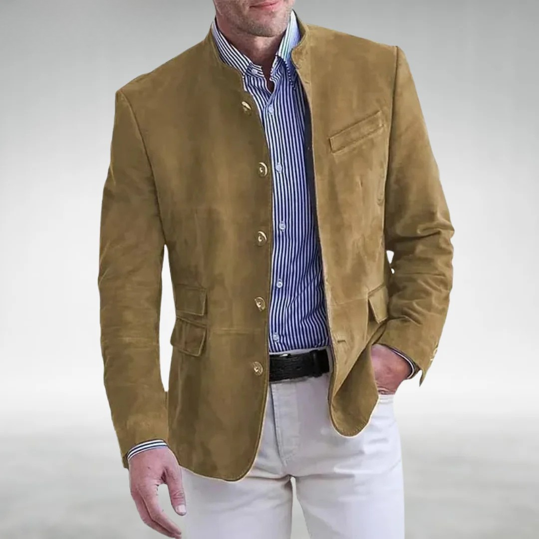 Suede Blazer - Men's Stylish Single Breasted Blazer Jacket