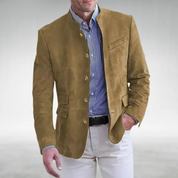 Suede Blazer - Men's Stylish Single Breasted Blazer Jacket